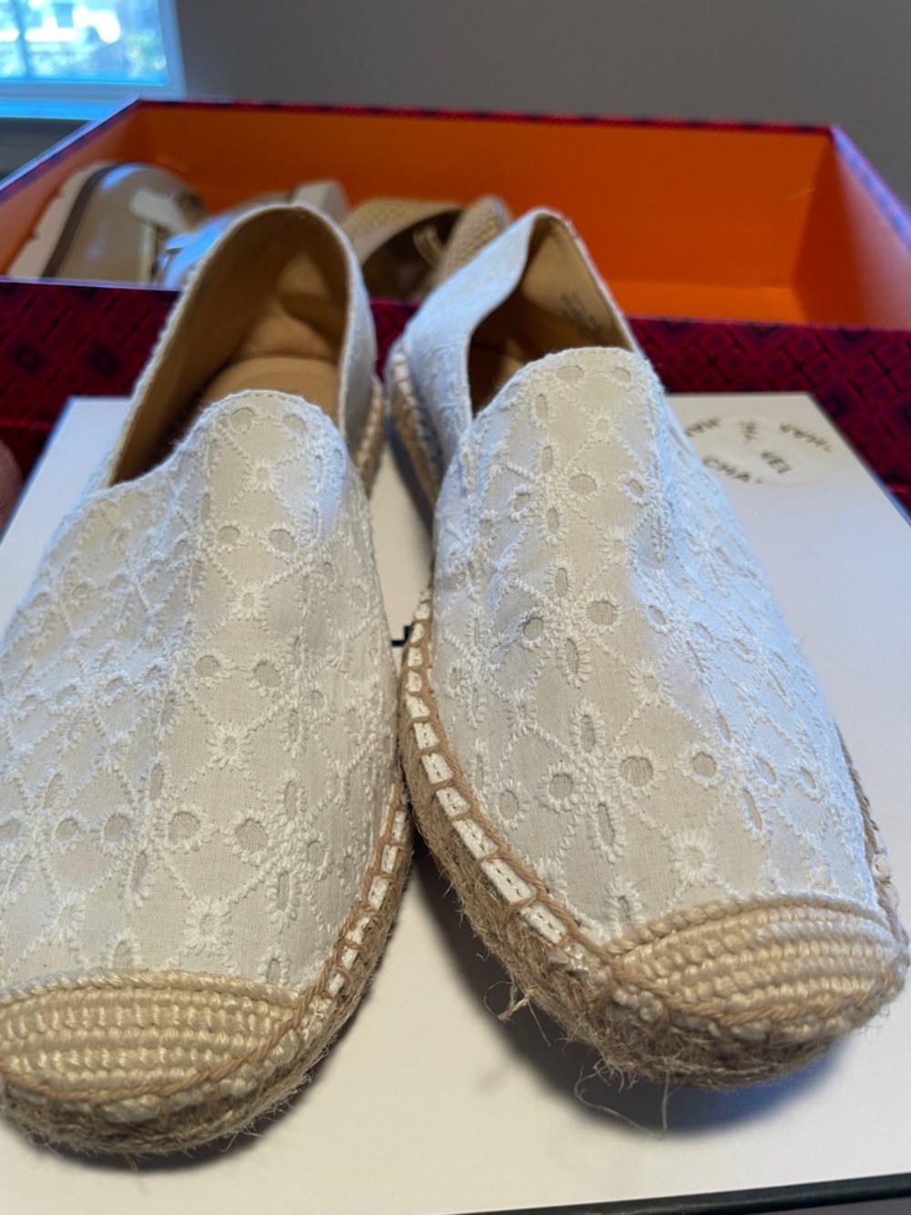 Talbots White Lace Espadrille Slip-Ons